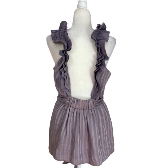BCBGMaxAzria Silk Ruffle Pleated Open Back Sleeveless Blouse Purple Mauve - Picture 7 of 8